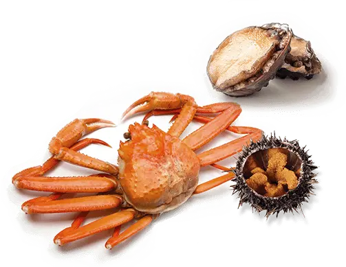 北海道産のカニ・ウニ・アワビの盛り合わせ