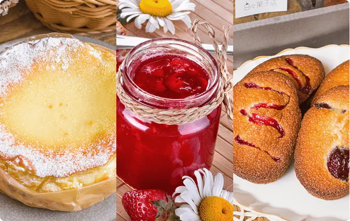 北島麦豚を使用した料理イメージ。網焼きの豚肉、ソースをかけた豚カツ、しゃぶしゃぶ用の豚肉を箸で持ち上げている写真の3枚組